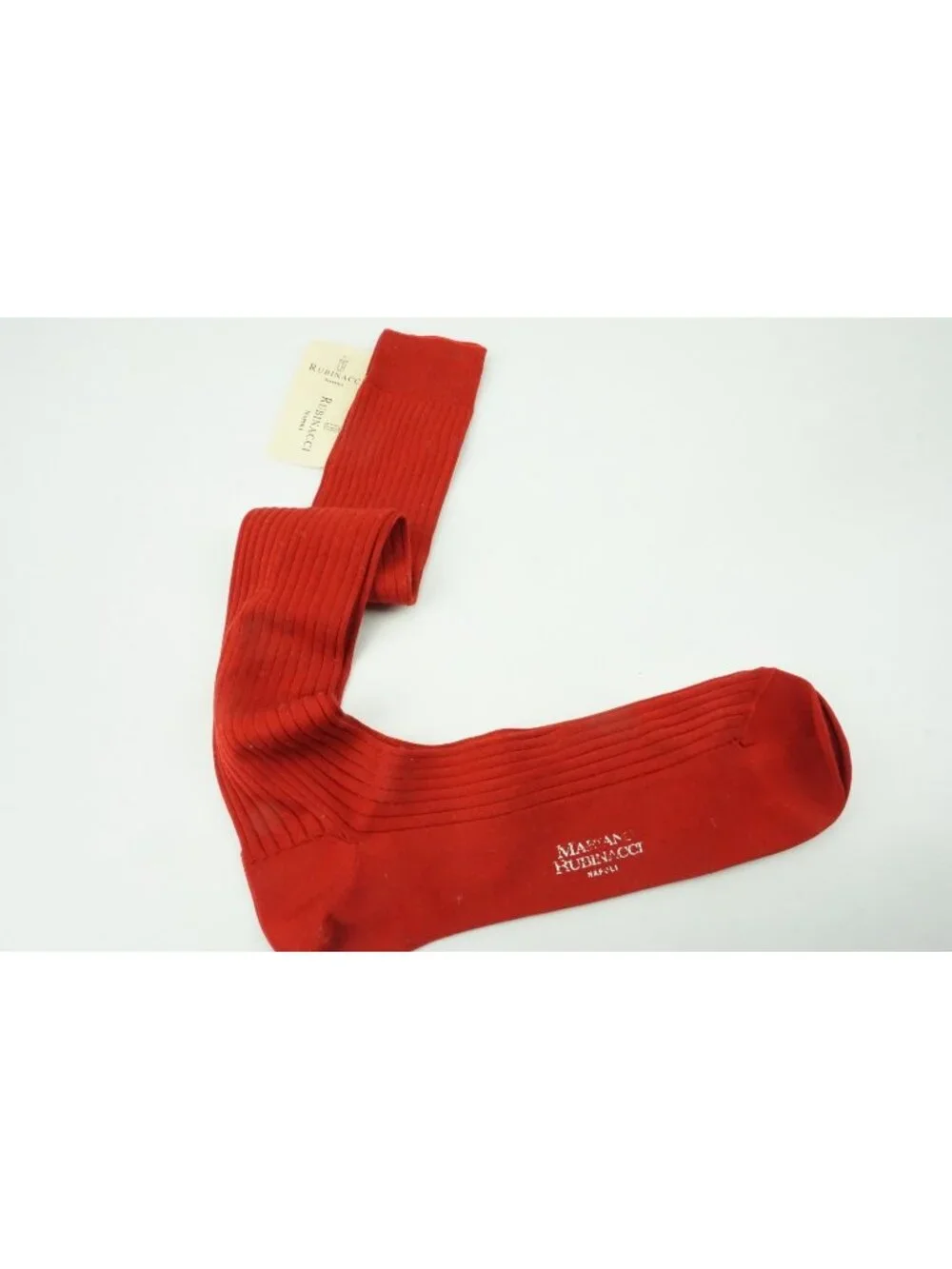 Rubinacci Cherry Red 100% Cotton Long Dress Socks Sz 12.5 BRAND NEW